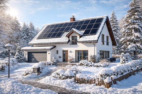Photovoltaik im Winter auf Haus