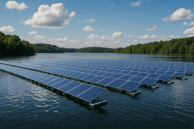 Schwimmende Photovoltaikanlage auf See