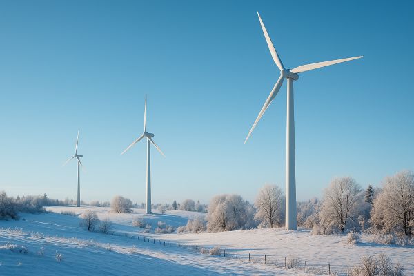 Windräder in einer Winterlandschaft, WKA oder WEA genannt
